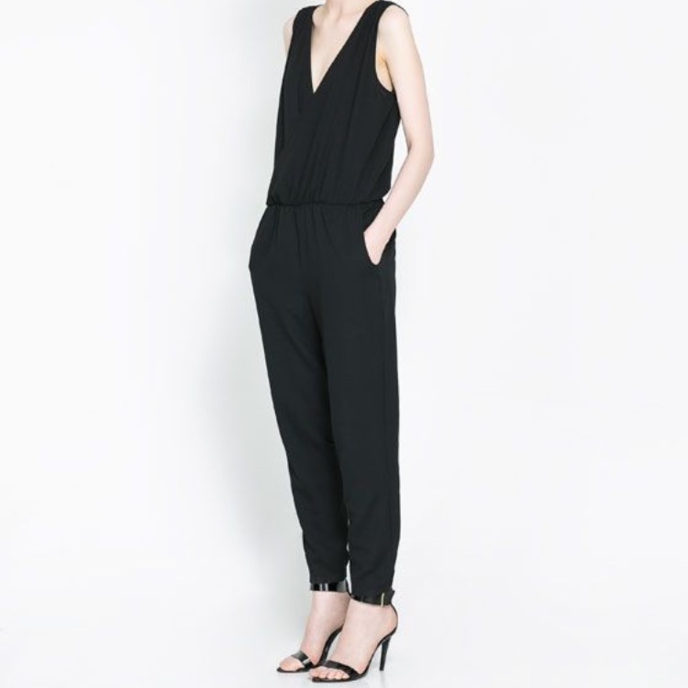 Zara Black Sleeveless Jumpsuit